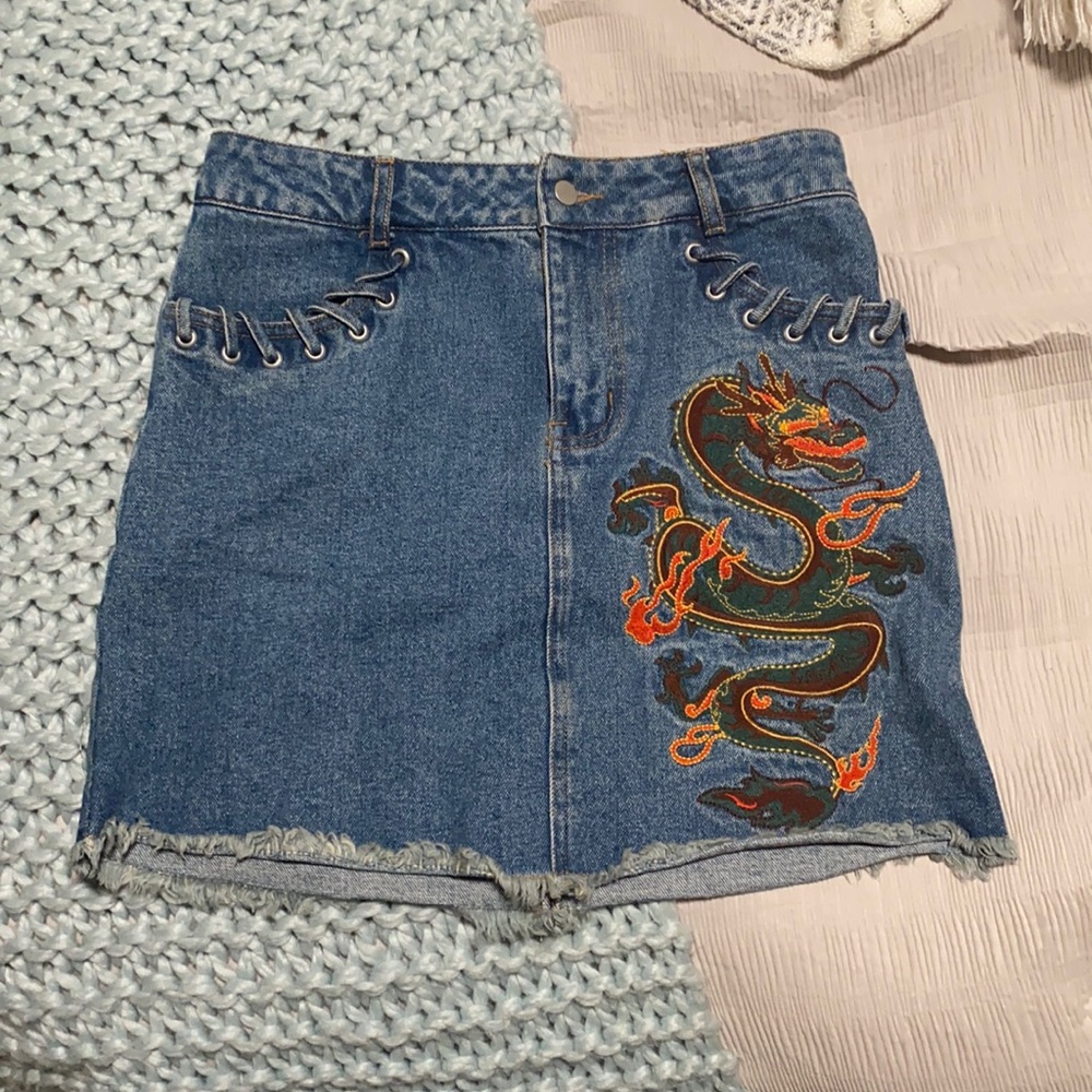 Mini jean skirt custom made size S
